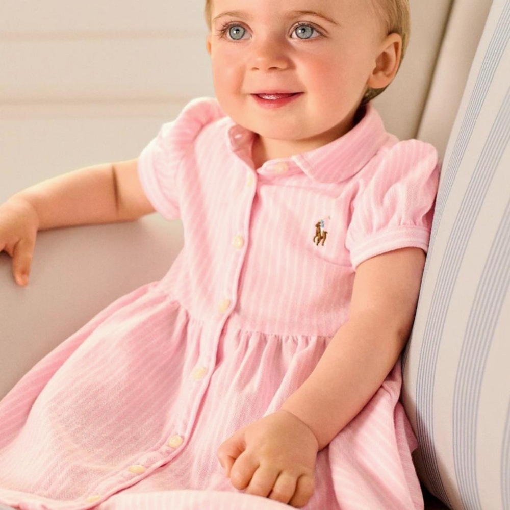 Ralph Lauren Pink Striped Polo Nightdress with Matching Bloomers